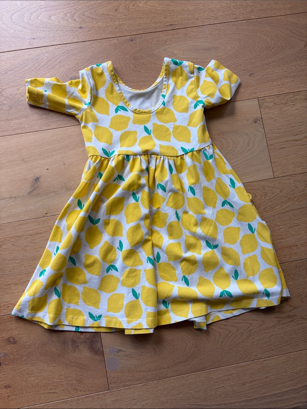 Hanna Andersson Yellow Lemon-Print Twirl Dress